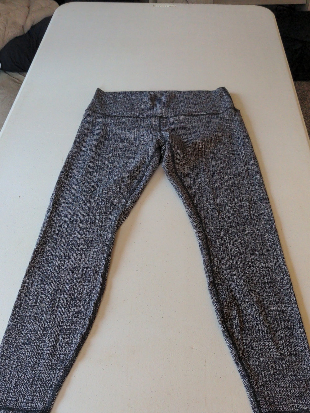 Lululemon Size 10 Black White Heathered Wunder Under Yoga Leggings Athletic Pant